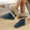 Large Size Snow Boots Women's Autumn and Winter New Round Head Thick Bottom Fluffy Mouth Comfortable Velvet Warm Cotton Boots
