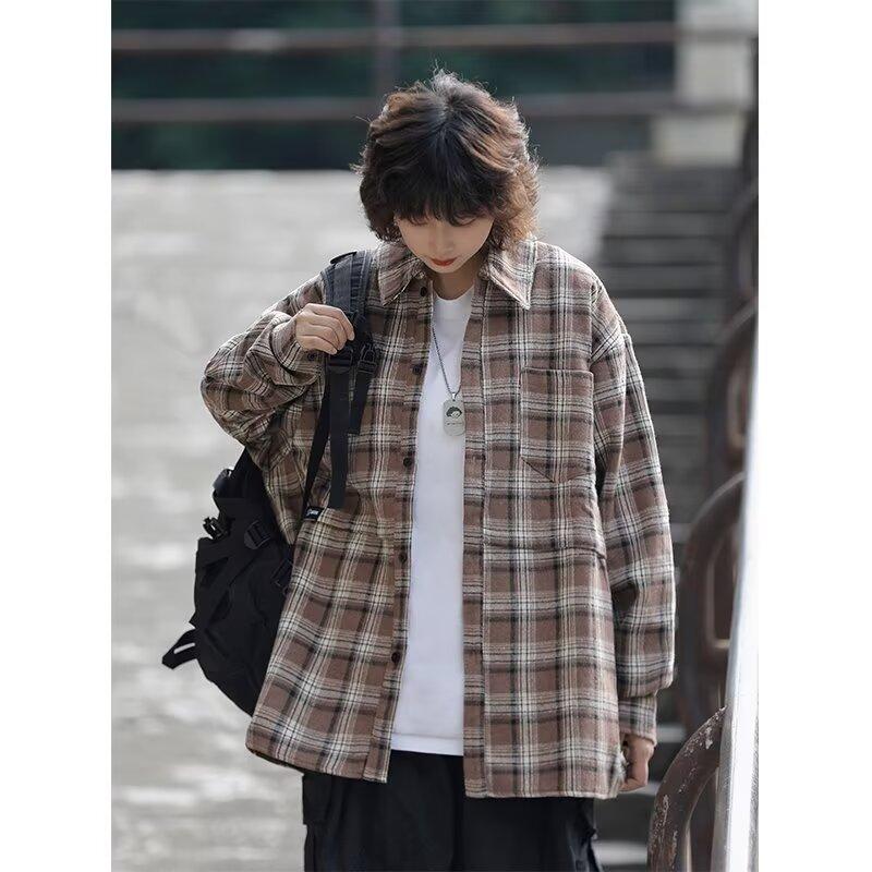 2024 Letter Long Sleeve Shirt Japanese Hong Kong Style Ins Loose Shirt Boys Summer Trendy Versatile Casual Coat