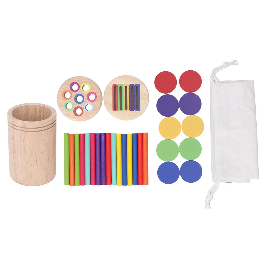 Wooden Learning Color Sorting Toy Educational Fine Motor Skills Sensory Matching Game with 16