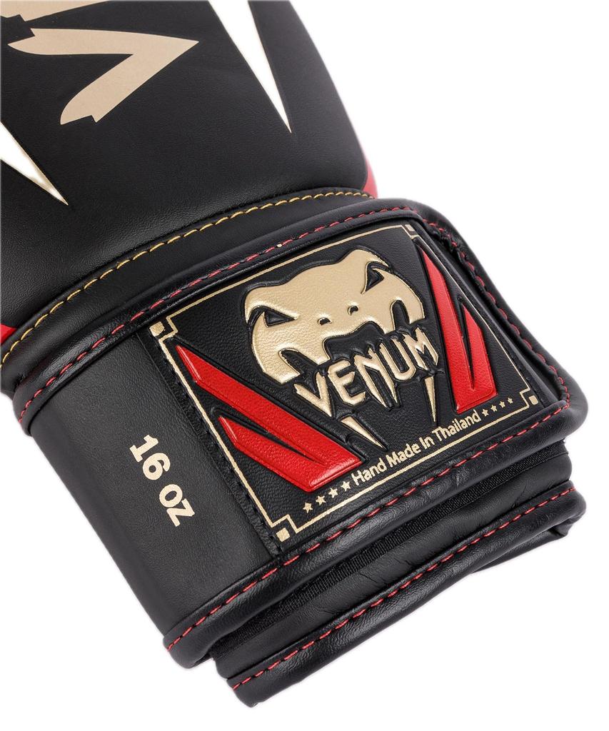 VENUM ELITE BOXING GLOVES x Gold x Sparring Gloves for and Fitness (Black Red) VENUM-1392-603 // Boxing, Kickboxing, (10oz)