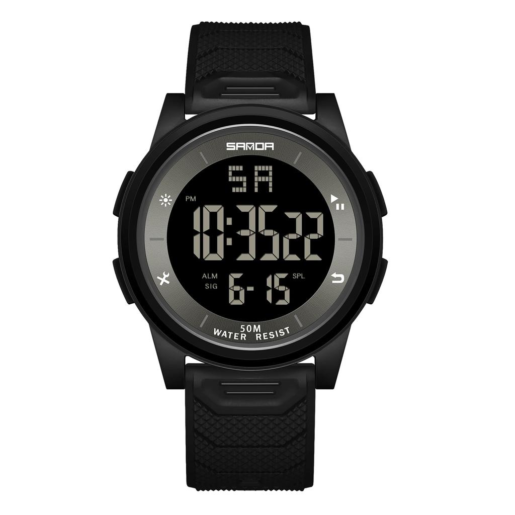 Timever Digital Arm Watch for Comfortable To Waterproof LED Alarm Sports Stopwatch Easy To Japanese Instruction Manual Included Men, Thin,