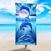 1pc Ocean element beach towel, dolphin animal print ultra-fine fiber quick drying absorbent large beach towel