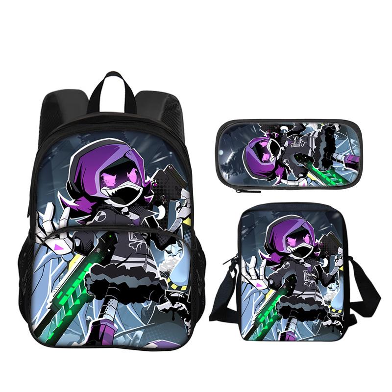 Murder Drones Round Front Bag Backpack Pen Bag Shoulder Bag 3Pcs Set Versatile  Boy or Girl School Birthday Best Gift