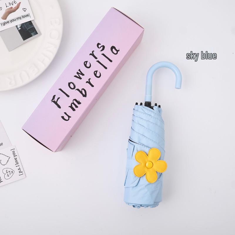 

Xiaohongshu Women s Compact Petal Mini Umbrella, Portable Five-Fold Design, Sunscreen and Anti-UV Protection Sunshade & Rain Use