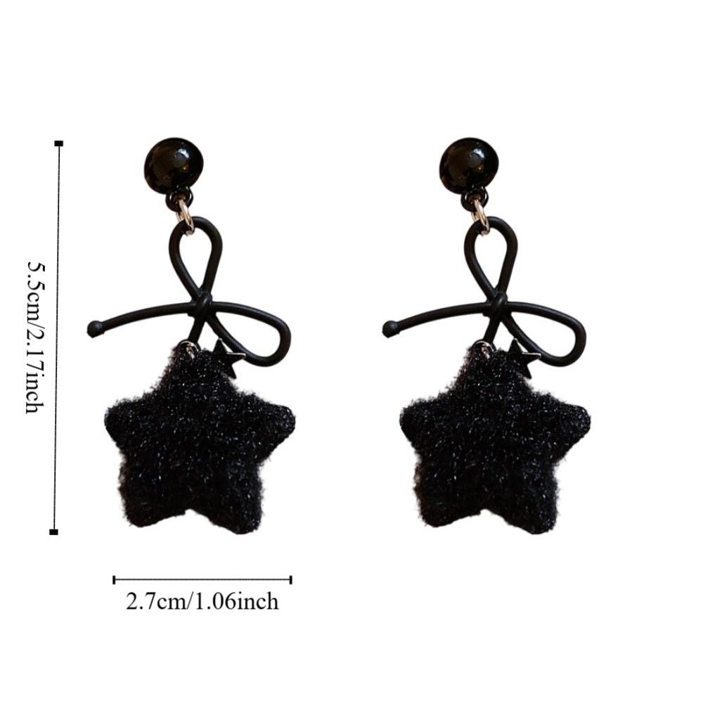 Pearl Plush Star Earrings Stars Y2K Drop Earrings Cute Winter Bow Star Earrings Girls Gift