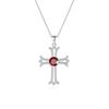 Gothic Cross Necklace European Style S925 Silver Inlaid Peridot Full Diamond Clavicle Chain