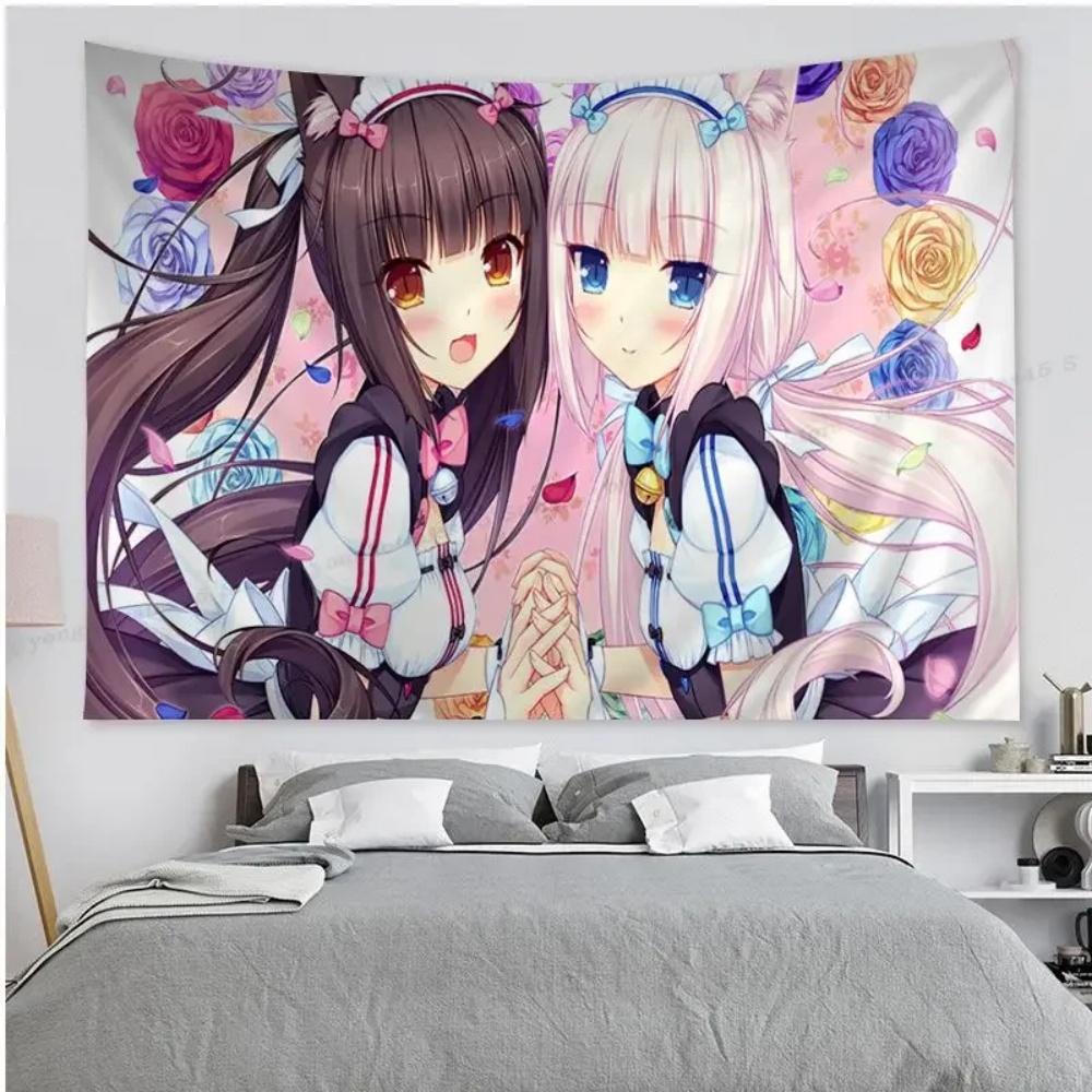 NEKOPARA Anime Colorful Tapestry Wall Hanging Bohemian Wall Tapestries Mandala Home Decor for Living Room Bedroom Dorm