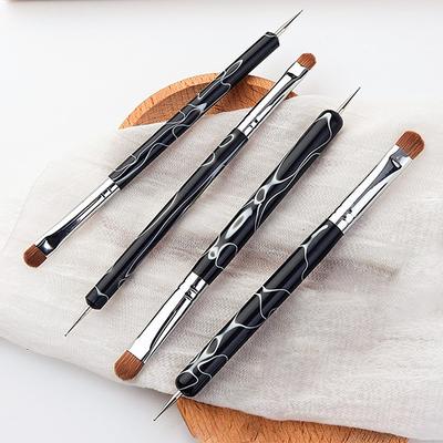 1/4 Pcs French Nail Art Brush Dual End Nail Art Dotting Pen Acrylic Drawing Gel Painting Wooden/Acrylic Handle