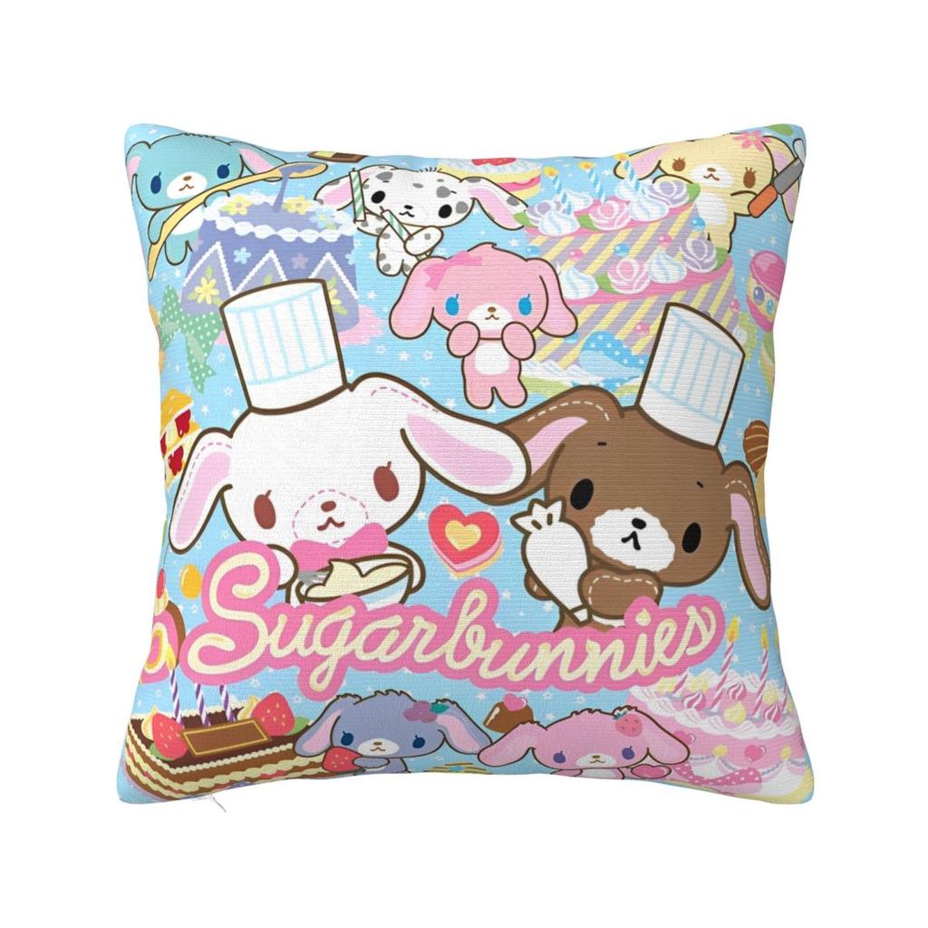 Sugarbunnies Anime Kuddfodral Polyester Dekorativ Kudde Söt Tecknad Rolig Kuddfodral