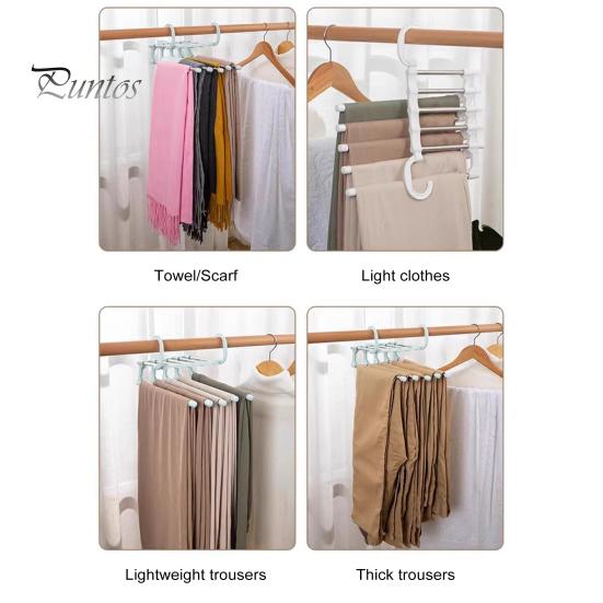 Pants Hanger with Rotatable Hook Strong Load-bearing Telescopic Folding Multifunctional Pants Rack Trousers Hanger