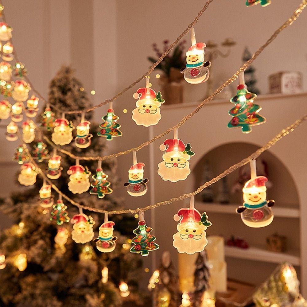 

Fahion 1.5M 10LED Рождественская светодиодная гирлянда теплый свет Санта-Клаус Снеговик Фестиваль Лампа DIY Красочные гирлянды Огни Новый год