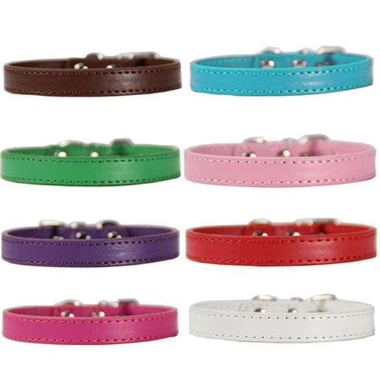Fashion Adjustable Faux Leather Solid Color Dog Cat Puppy Neck Strap Pet Collar