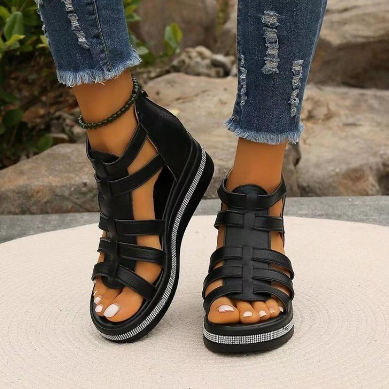 Large Size Sandals Female Summer New Roman Velcro Female Slippers