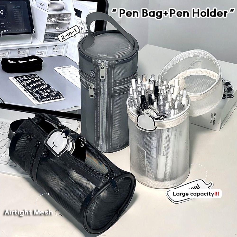

Сітчастий пенал Pen Holde Type Pen Box Проста сумка для зберігання канцелярських товарів Студенти чорний