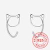 Cute Cat Stud Earrings  Sterling Silver High Quality Gorgeous Accessories for Women Sweet Glossy Party Jewelry Gifts