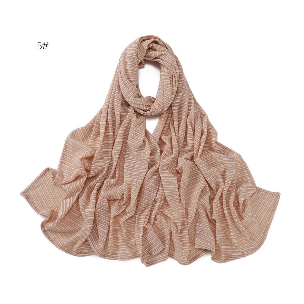New Stripe Cotton Jersey Hijab Scarf For Women Muslim Long Shawls Headscarf Wraps Foulard Islamic Headband Turban Ramadan Hijabs