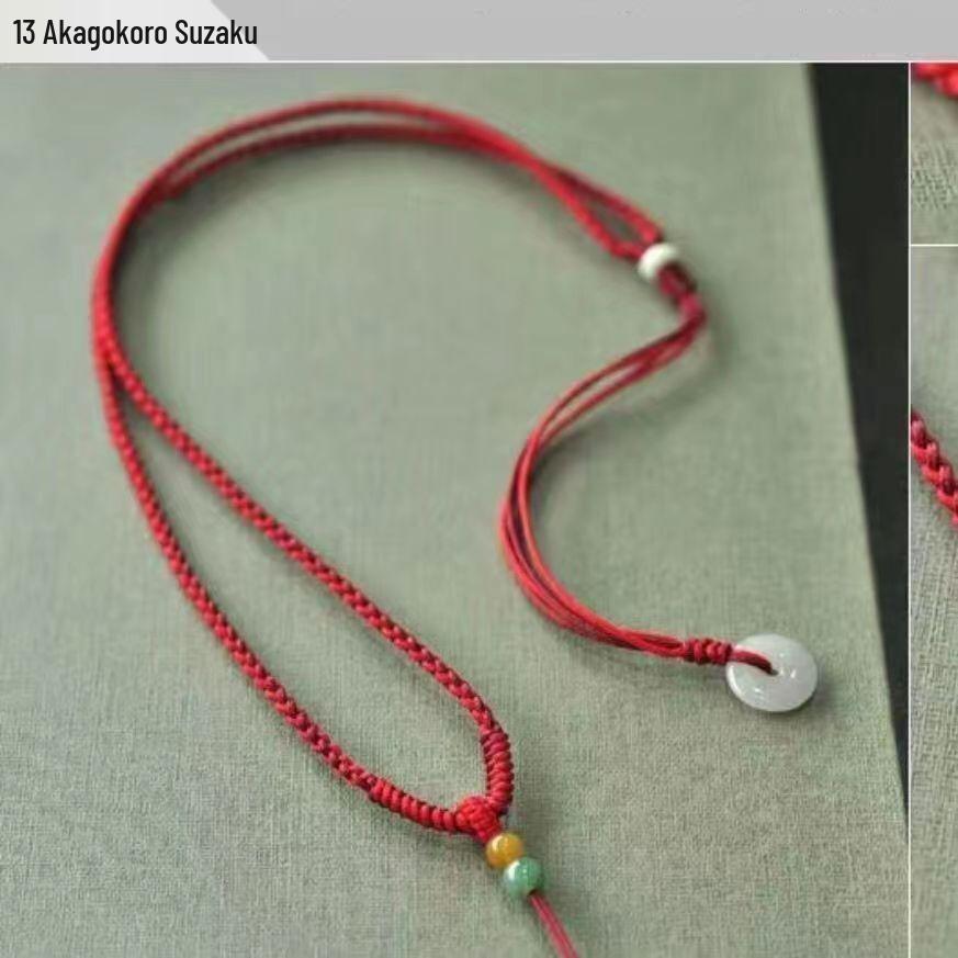 

Thin Style Hand-Woven Gold Pendant Jade Rope Necklace with Men s Jade Pendant Safety Buckle Lanyard Standard