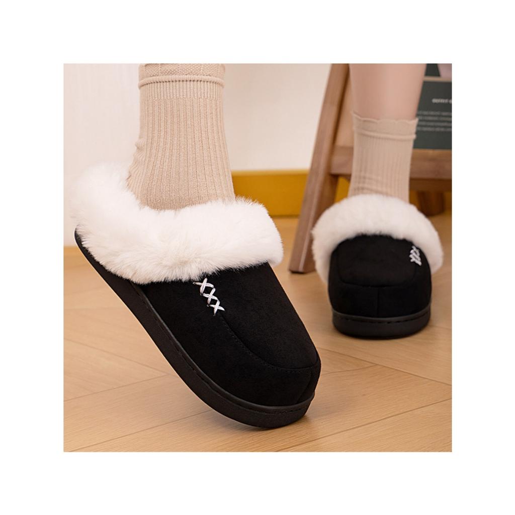 Hairy Slippers for Women, Winter New Style, Warm and Comfortable Home Slippers with Thick Cotton and Velvet Added