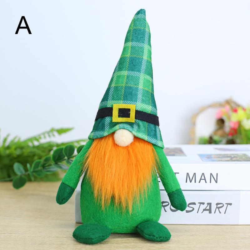 2Pcs Clover Faceless Doll Decoration St. Patrick'S Day Party Decoration Irish Green Clover Faceless Doll Festival Ornaments