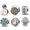 S925 Silver Perfume Bottle Charm with Stars Moon Sun Four Leaf Clover Beads for DIY Jewelry Making Women Bracelet