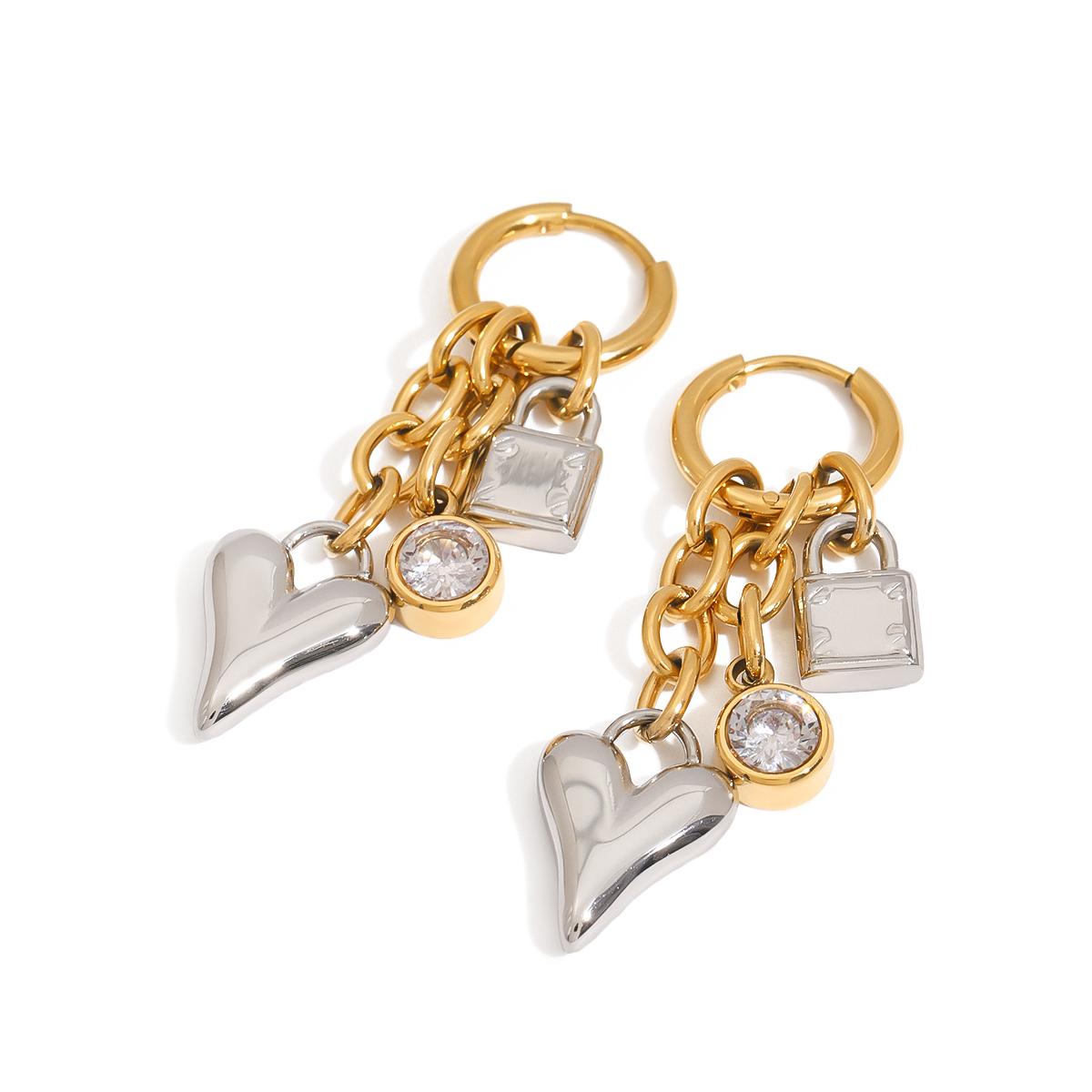

Yori Delicate Cubic Zirconia Chubby Heart Lock Drop Earrings for Women 18K Plated Waterproof Charm Statement Jewelry 2025