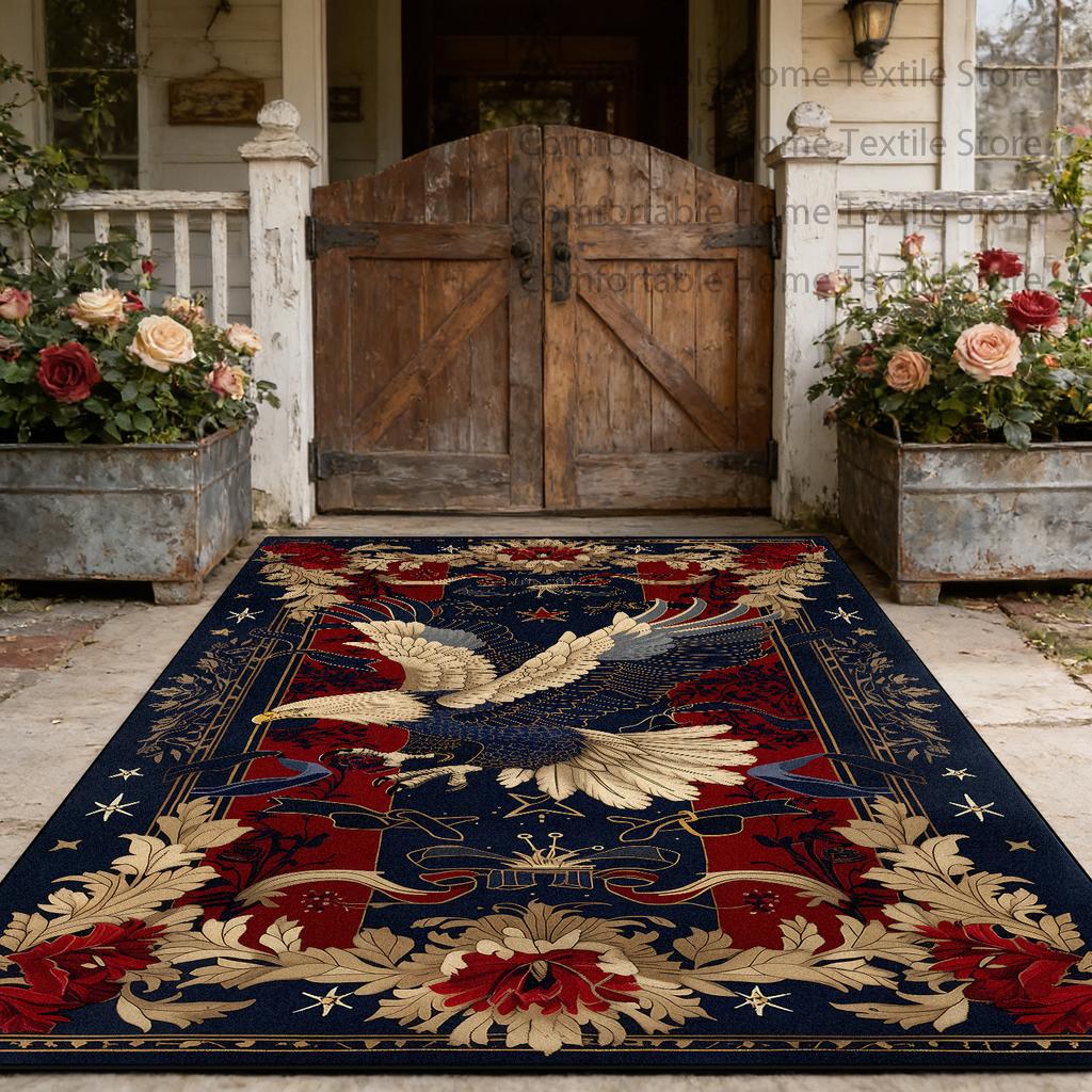 American Retro Patriotic Style Doorway Big Size Rugs Decoration Independence Day Washable Carpet Non-slip Lint-free Floor Mats