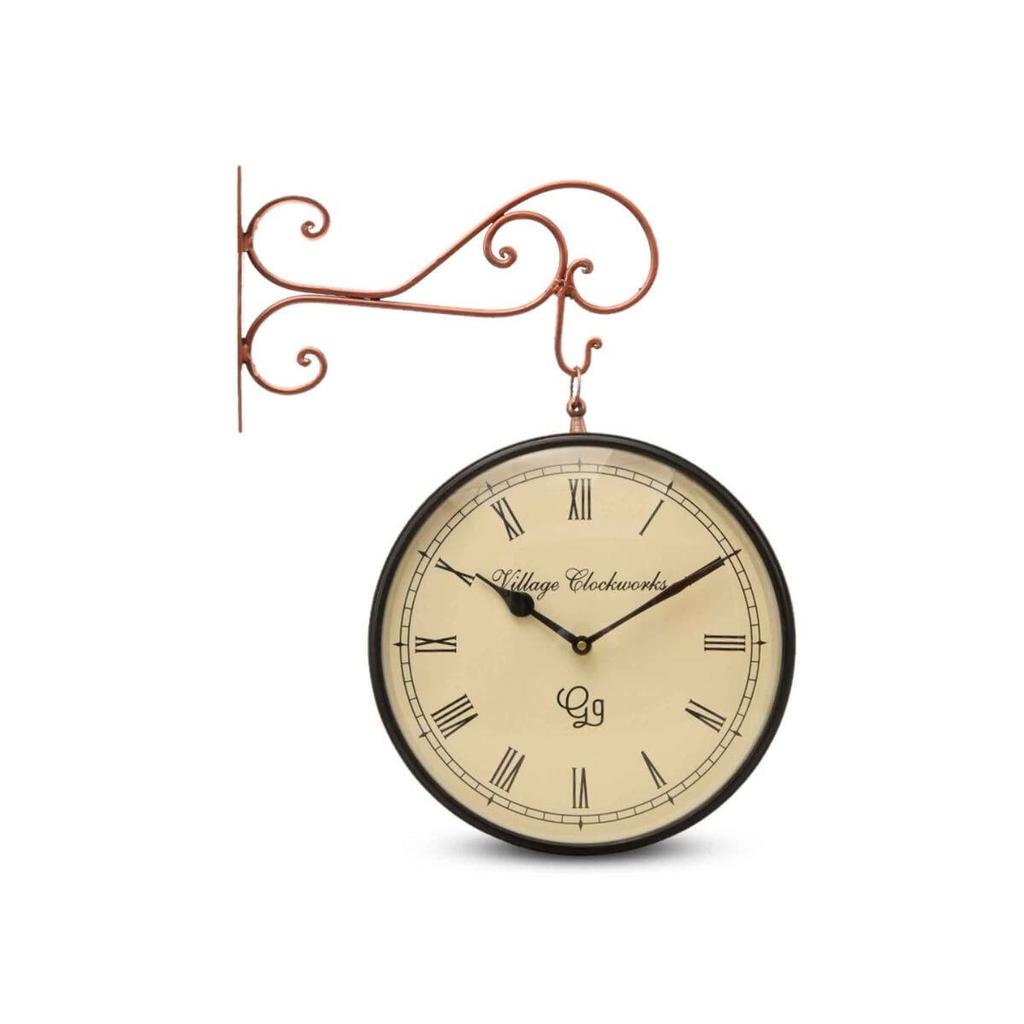 Dabble Side Railway Clock Station Clock Vintage Double Sided Clock (8 Cf) - Analog, Metal, 30 Cm, Multicolor