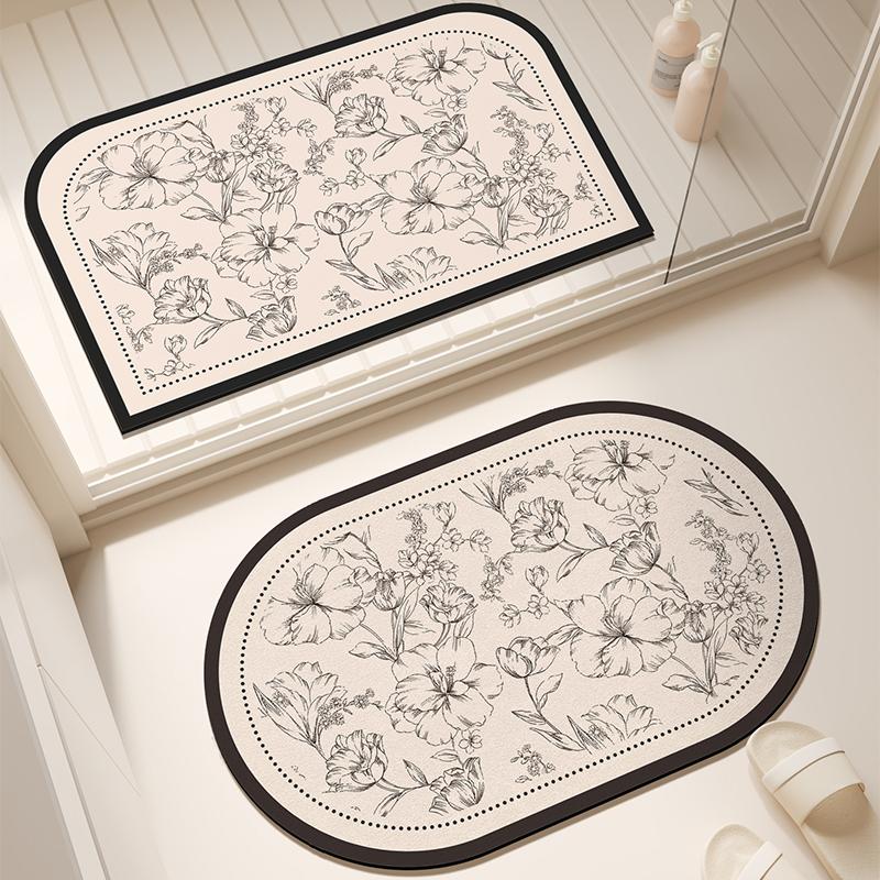 Diatom mud simple and luxurious European style floor mat for bathroom and toilet, strong water absorption and anti slip foot mat