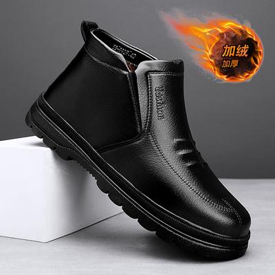 Winter Heren Zwarte Casual Schoenen Plus Fluweel Koudebestendig Warme Katoenen Schoenen Eenvoudig Comfortabel Duurzaam Zakelijk Heren Leren Schoenen
