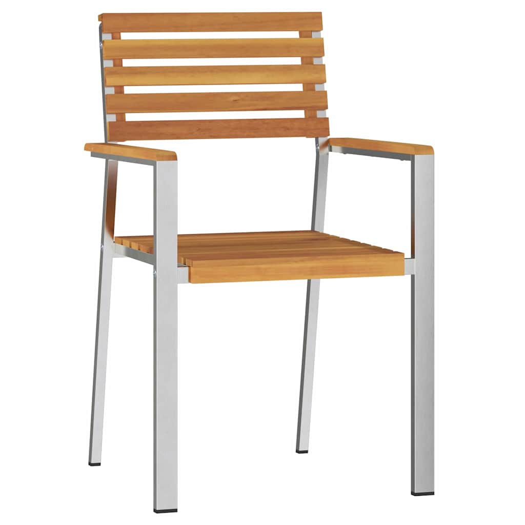 Garden Chair 6 pcs Solid Acacia Wood and Stainless Steel