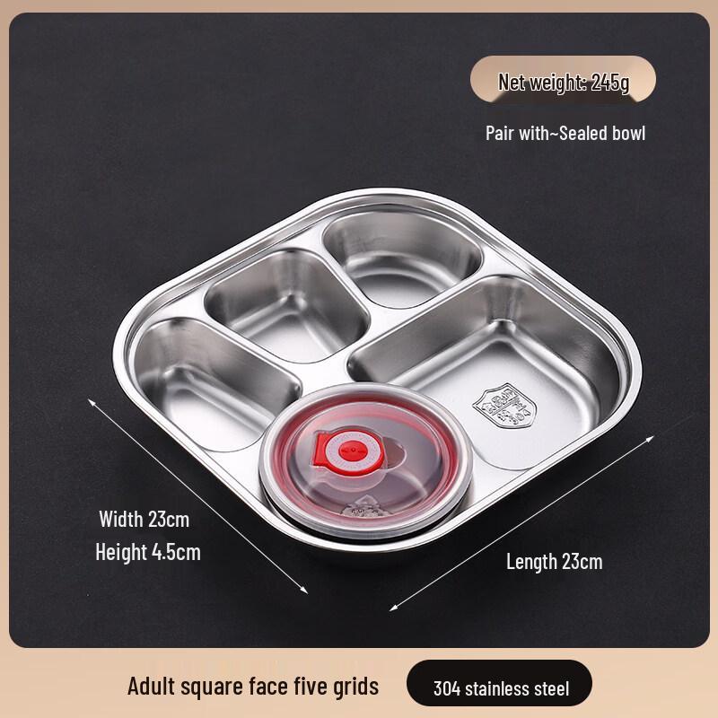 304 Stainless Steel Divided Canteen Dining Plate