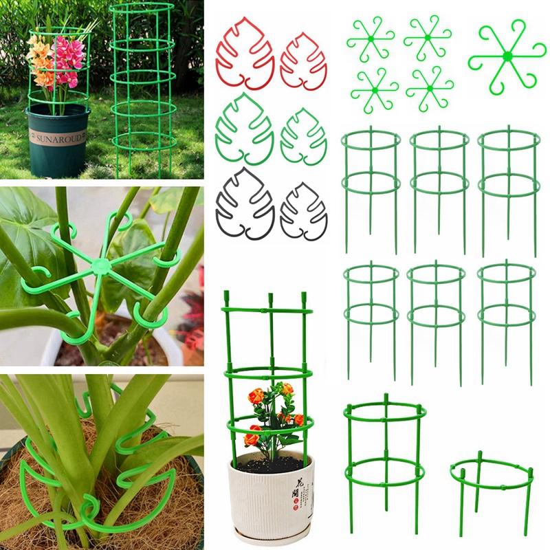 Plant Support Pile Plastic Round Plant Support Ring Potted Vine Climbing Fixing Rod Holder Plant Stake Cage Rack Garden Supplies