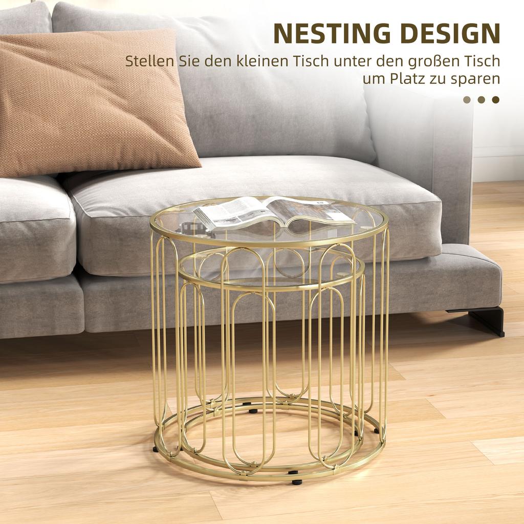 Elliptische Aussparungs-Nesting-Tische - Goldfarben