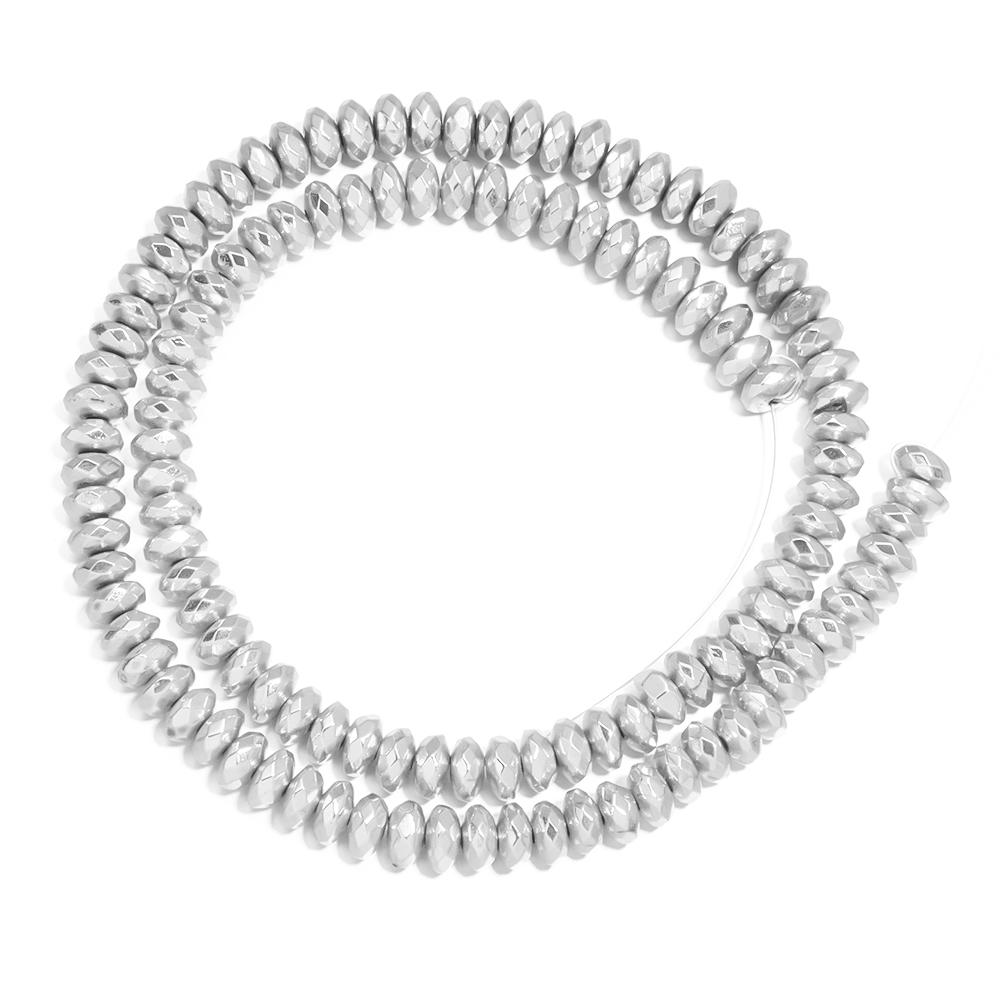 1 Strand Black Hematite Natural Stone Faceted Beads Gold Color Abacus Shaped Spaced Beads For DIY Bracelet Necklace Accessories