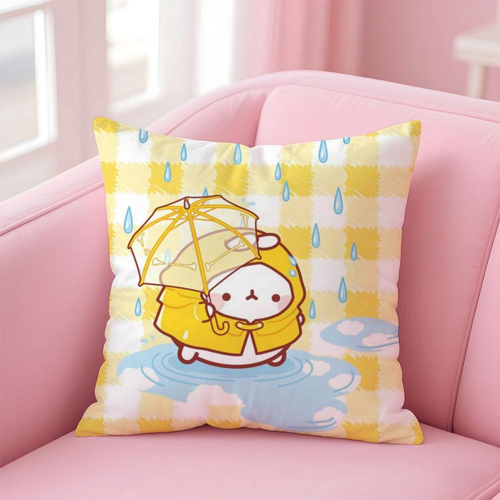 Cute M-Molang Cushion Cover Comfortable Reversible Pillow Cover Ideal For Car Sofa Bedroom & Beyond