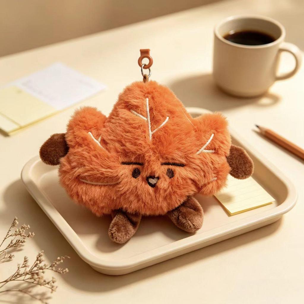 Maple Leaf Fun Plush Doll Keychain - Small Pendant for Backpack and Travel, Couple Design