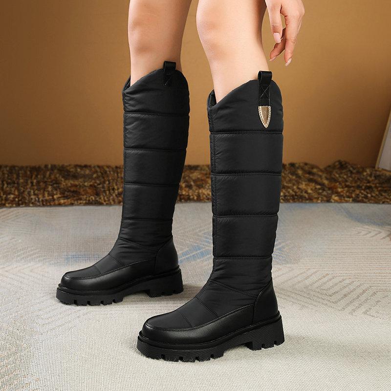 Zimní boty pod koleno nové podzimní a zimní silné teplé bavlněné boty černé bílé rukáv dámské vysoké boty teplé sněhule