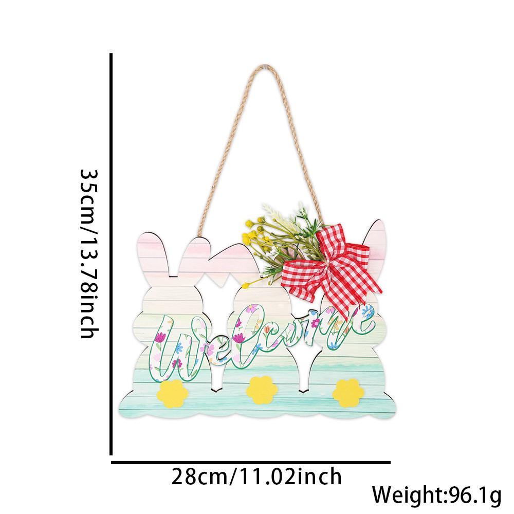 Cheerful Easter Wooden Decoration Sign With Beautiful Rabbit Artwork And Colorful Accents Egg