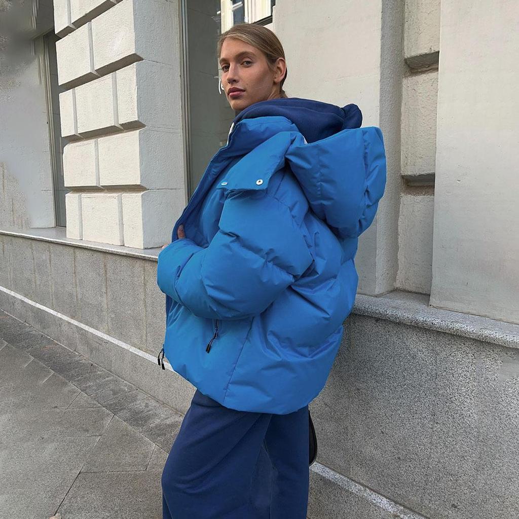 Autumn Winter Thicken Warm Parka Women Casual Solid Color Pocket Loose Short Hooded Coat Jackets Outwear