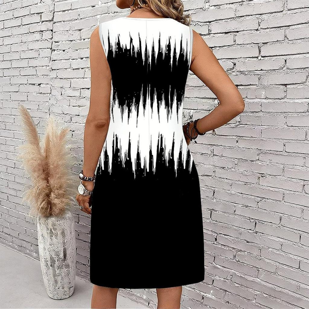 Plus Size V Neck Sleeveless Dappled Light Bamboo Grove Scenery Print For Peaceful Daily Wear