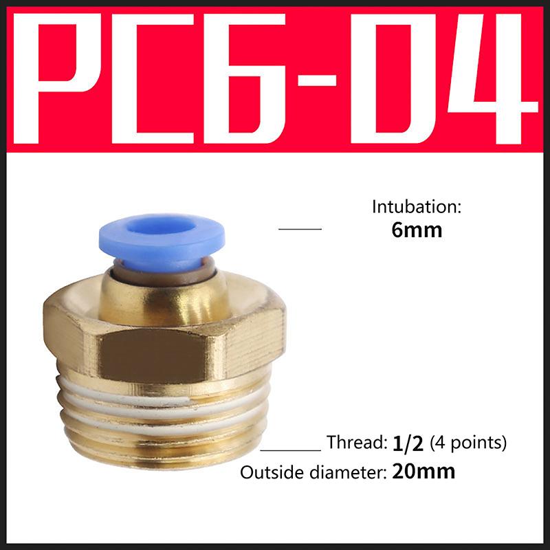 1Pc Pneumatic Air Connector Fitting Pc 4/6/8/10/12/14/16Mm Thread 1/4" 1/8" 3/8" 1/2" 3/4"Hose Fittings Pipe Quick Connectors