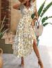 Yahua Women's Bohemian V-Neck Floral Dress - Elegant Summer Waist-Cinching Commuter Style 2026