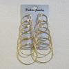 6 Pairs Big Hoop Earrings Set, Gold & Silvery Metal Round Circle Earrings, Hyperbole Minimalist Daily Jewelry for Women