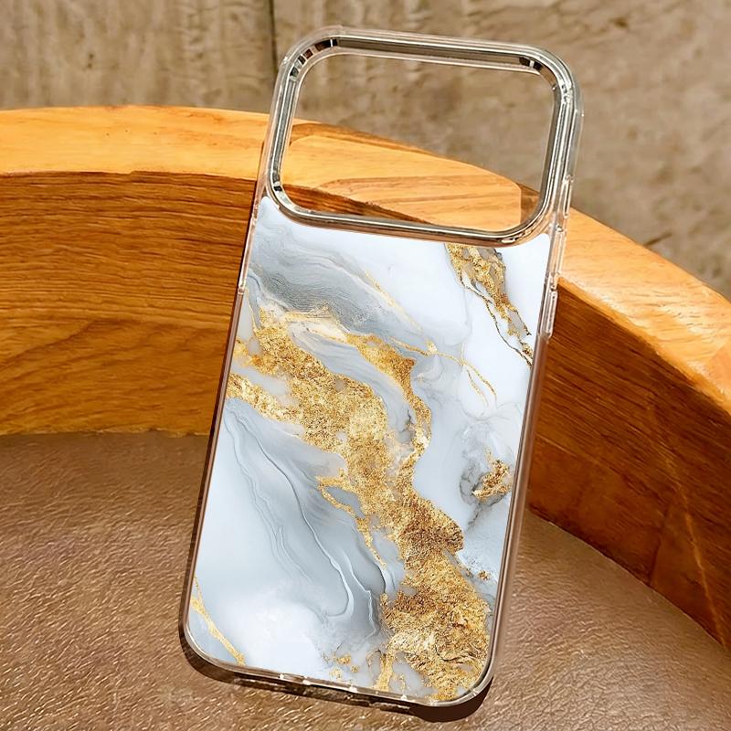 Golden Marble Pattern Phone Case For iPhone 17 Pro Max Plating Lens Frame Clear Soft Cover For iPhone 16 15 14 13 Pro Max 11 16E 17E