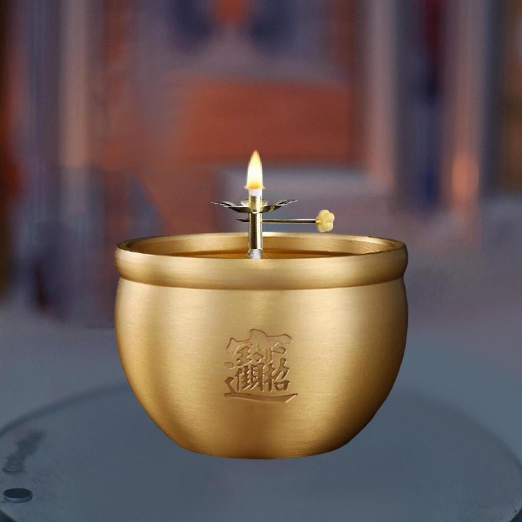 Retro Lampa Olejna Regulowana Jasność Miedziane Przybory Ołtarzowe Ornament Pojemnik na Ghee Lampki Masłowe