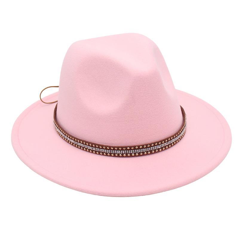 Tibetan Style Top Hat Temperament Jazz Hat British Elegant Felt Hat Big Brim Rivet Woolen Hat Men And Women