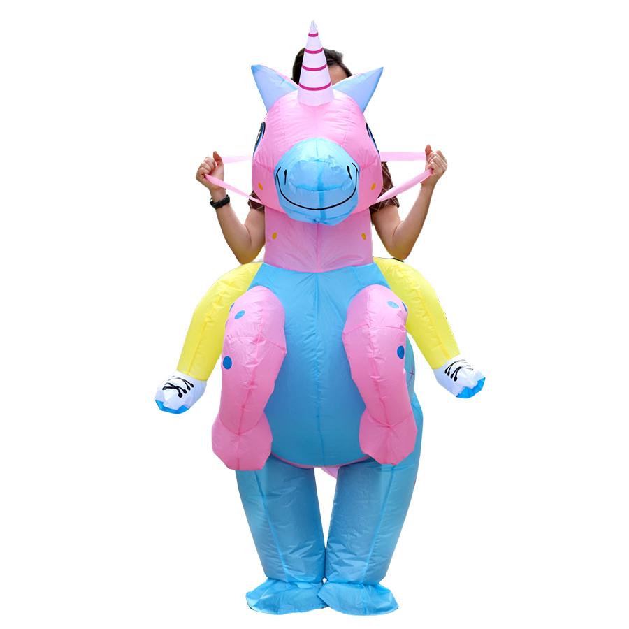 Colorful Unicorn Knight Inflatable Costume - Colorful Halloween Christmas Party Role Playing Set, Suitable for Height 150-190cm