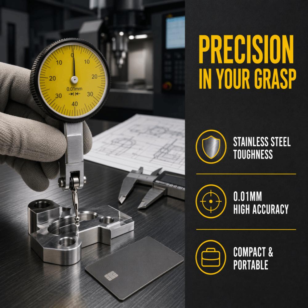 0-0.8mm Range Dial Test Indicator Yellow High Accuracy Gauge  For Machine Setup
