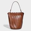 Minimalist Bucket Bag With Floral Embellishment Crossbody Or Shoulder Style Vegan Leather Medium Size Daily Use