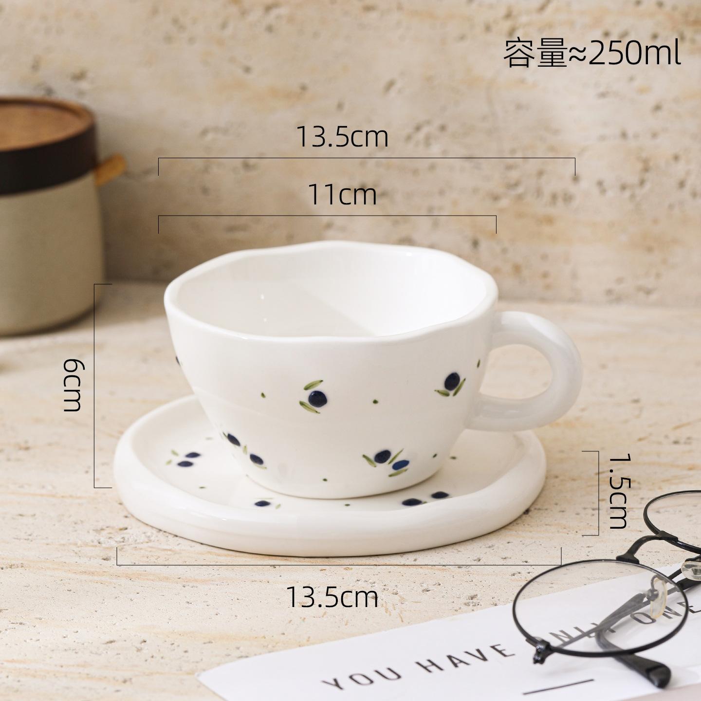 Расписанная вручную рельефная керамическая кофейная чашка, бытовая керамическая чашка, чашка для послеобеденного чая, чашка для завтрака, офисная чашка для питья, кружка 301-400ml